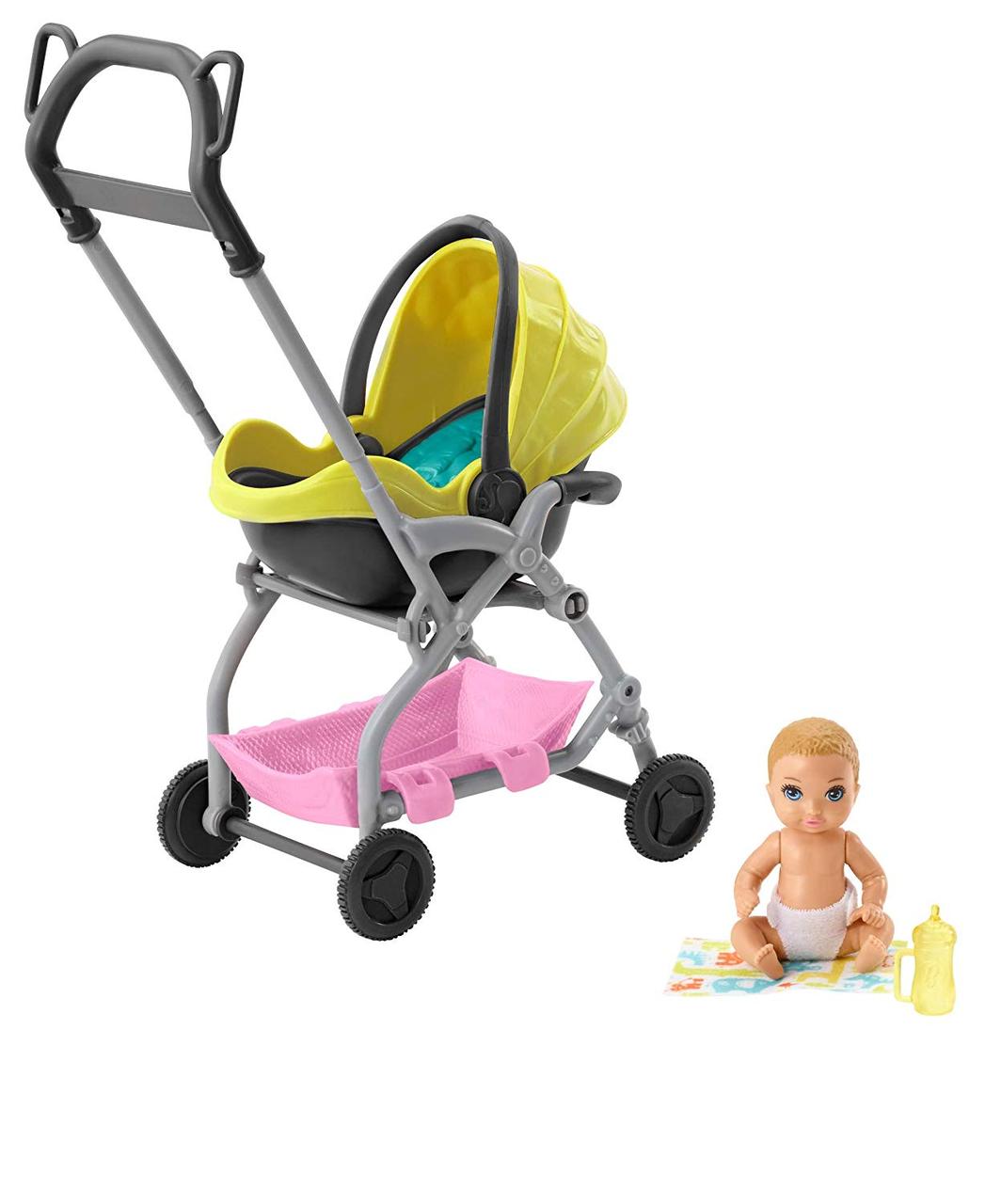 

Набор коляска для младенца Барби Barbie Skipper Babysitters Inc. Yellow Stroller Playset GFC18