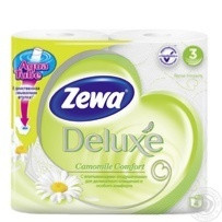 Туалетная бумага Zewa Deluxe Ромашка белая трехслойная 4 рулона