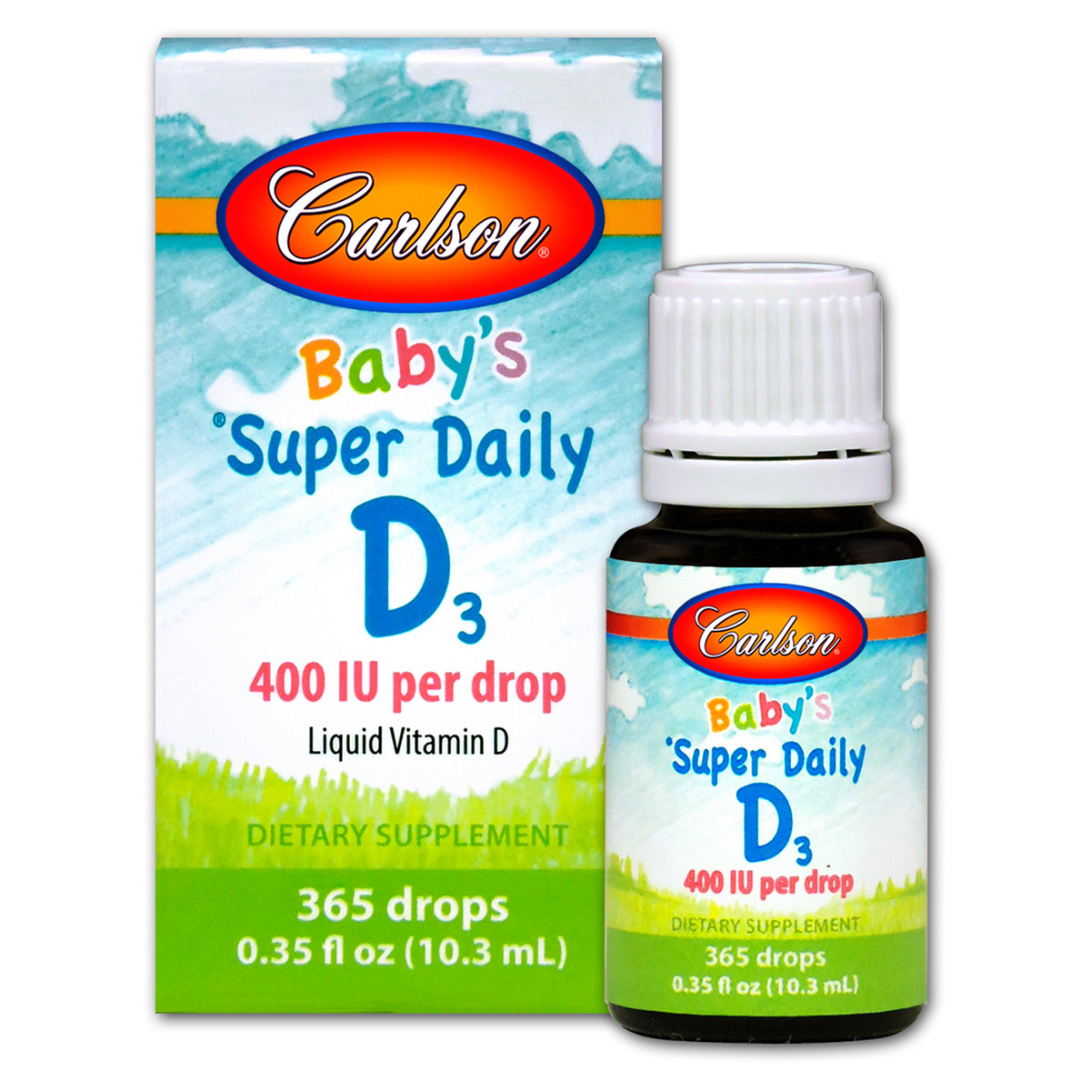 Витамин D3 для Детей в Капельках 400 IU, Super Daily, Carlson, 10.3 млНет в наличии