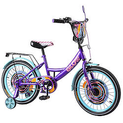 Двоколісний дитячий велосипед фіолетовий Tilly Fluffy 14" дзвіночок, ручне гальмо дітям 3-5 років