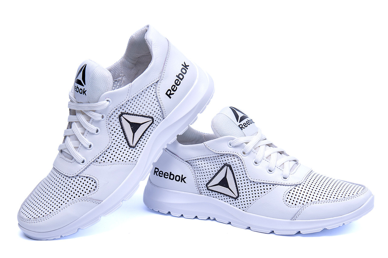 

Мужские кожаные летние кроссовки, перфорация Reebok Classic White (реплика), Белый