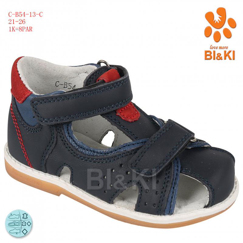 

Босоножки BIKI 5413C кожа Navy-red 21-26, Синий