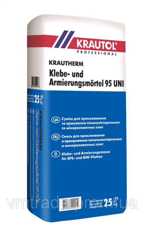 

Смесь минеральная сухая, клеящая, армирующая, Краутерм (Krauthеrm Klebe- und Armierungsmörtel 95 UNI) 25 кг