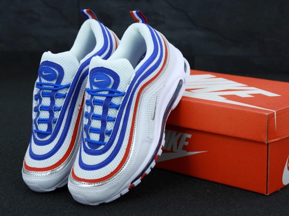 

Мужские кроссовки Nike Air Max 97 White Blue Red (Кроссовки Найк Аир Макс 97 бело-красно-синие), Белый