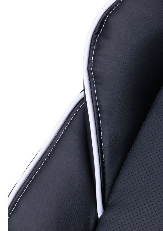 Кресло Страйк (CX 0496H Y10-02) Черный-кант Белый (перфорированные вставки)