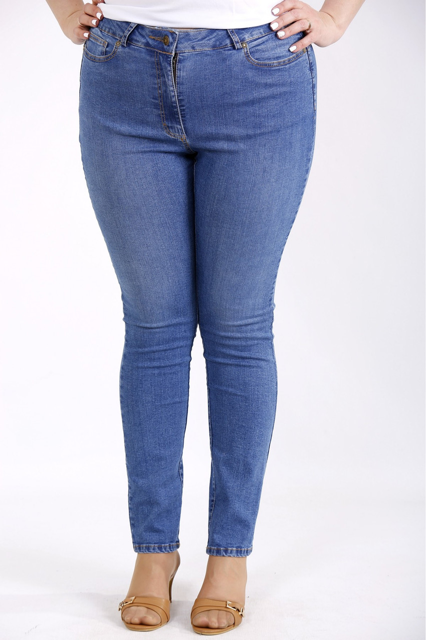 

Синие простые джинсы женские по щиколотку большой размер 42-74. J-050 68
