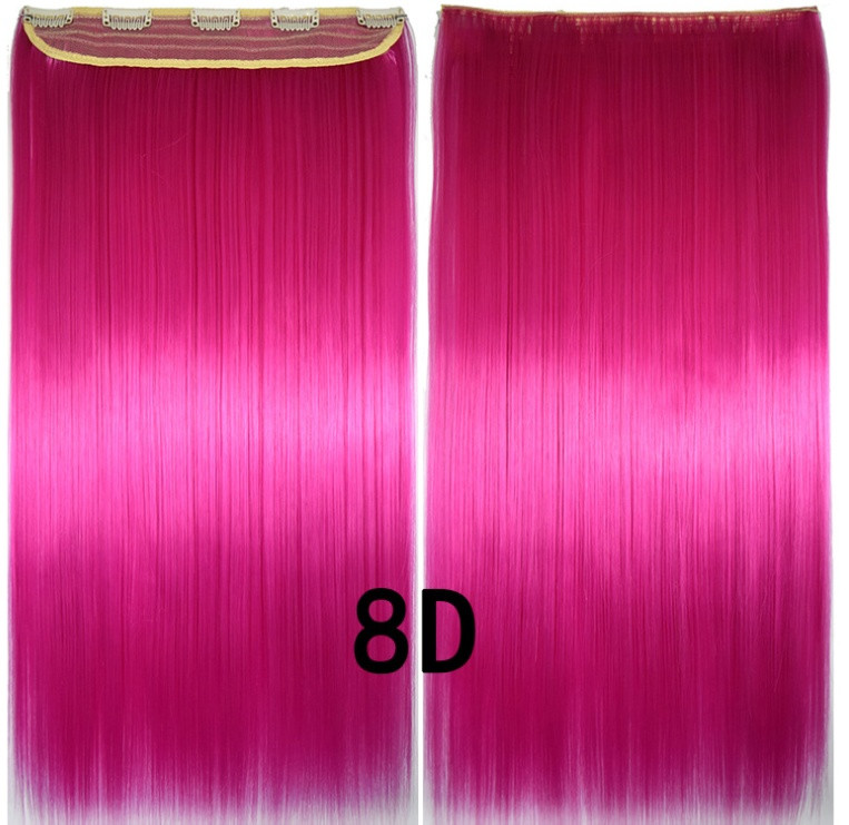 Накладні кольорові тресс на стрічці 60 див.(5 кліпс) колір фуксія рожевий