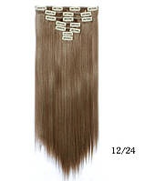 Накладні рівні волосся 7 пасм на кліпсах,тресс довжина 55 див., фото 1