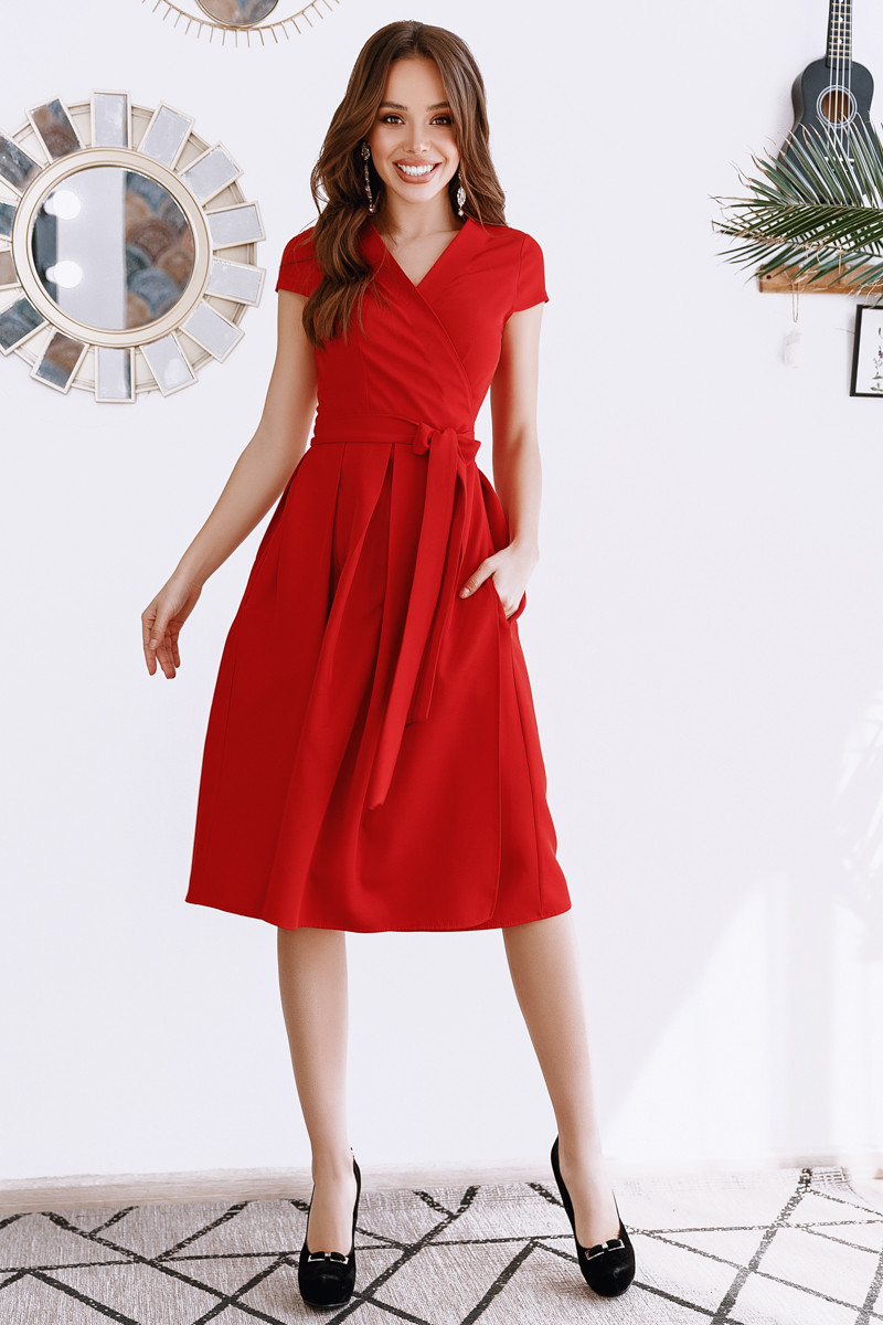 Женское платье на запах(цвет Красный) 5124-5 S,M,L...
