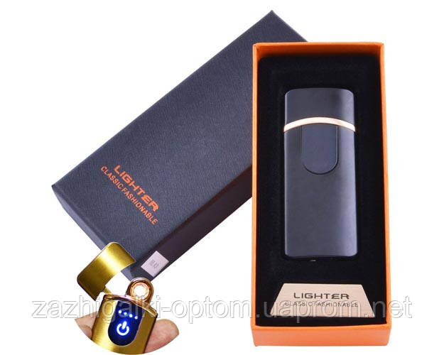 

USB зажигалка в подарочной коробке Lighter HL-43 Black (Спираль накаливания)