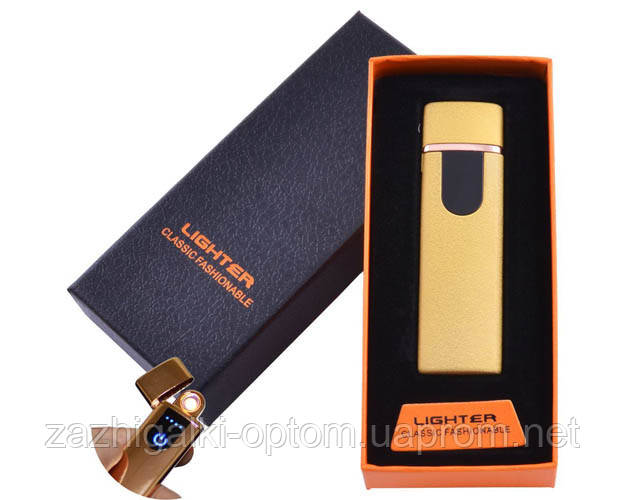 

USB зажигалка в подарочной коробке Lighter HL-49 Gold (Спираль накаливания)