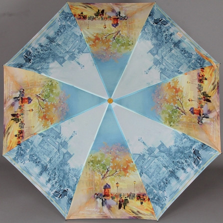 Плоский зонт ZEST 3 сложения полный автомат серия Фото, расцветка Лонд