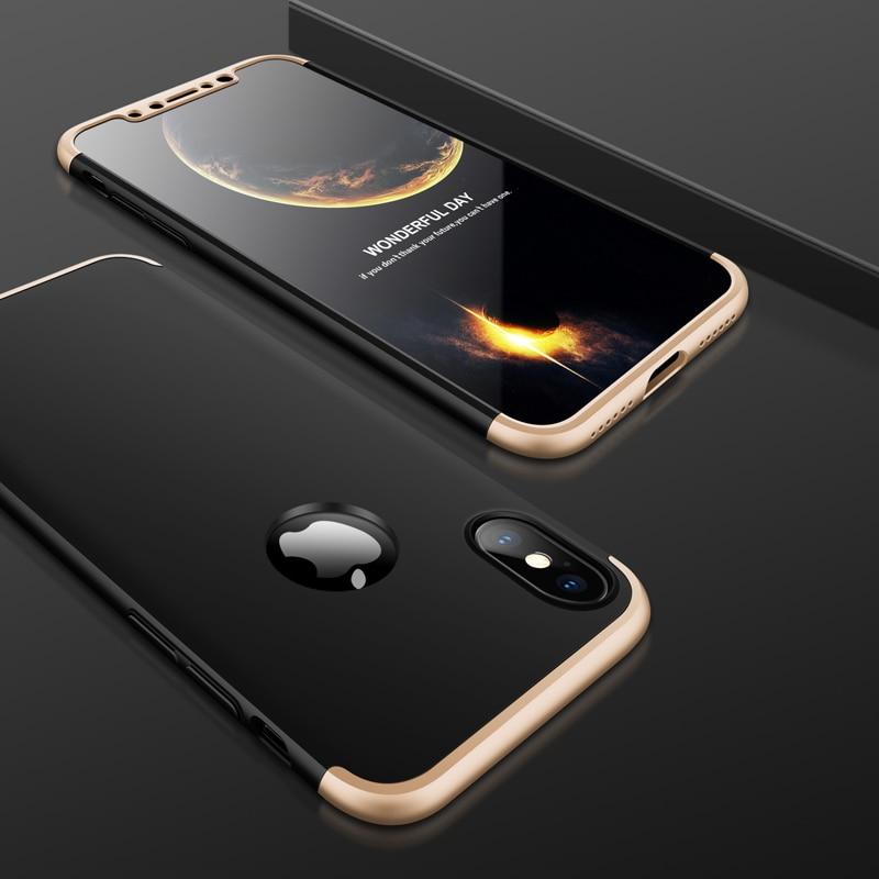 

Чехол GKK 360 для Iphone X бампер оригинальный с вырезом Black-Gold