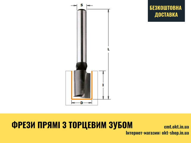 

Фреза прямая пазовая с торцевым зубом СМТ S=12 D=18 (177.180.11)