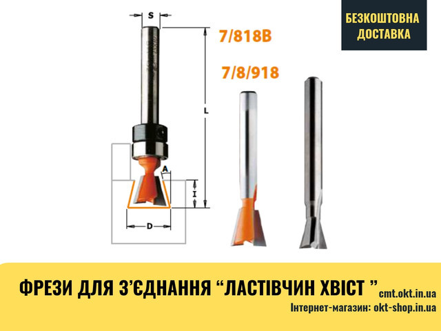 

Фреза для соединения «ласточкин хвост» СМТ S=6,35 D=8,73 (818.191.11)