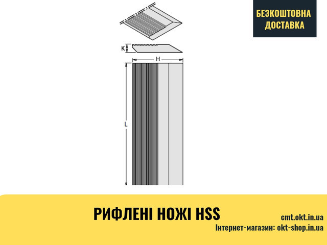 

120x60x8 Рифленые ножи HSS HR6.120.608 СМТ