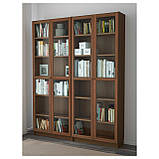 IKEA BILLY/OXBERG Книжный шкаф, коричневый, ясень шпон стекло  (291.557.51), фото 2