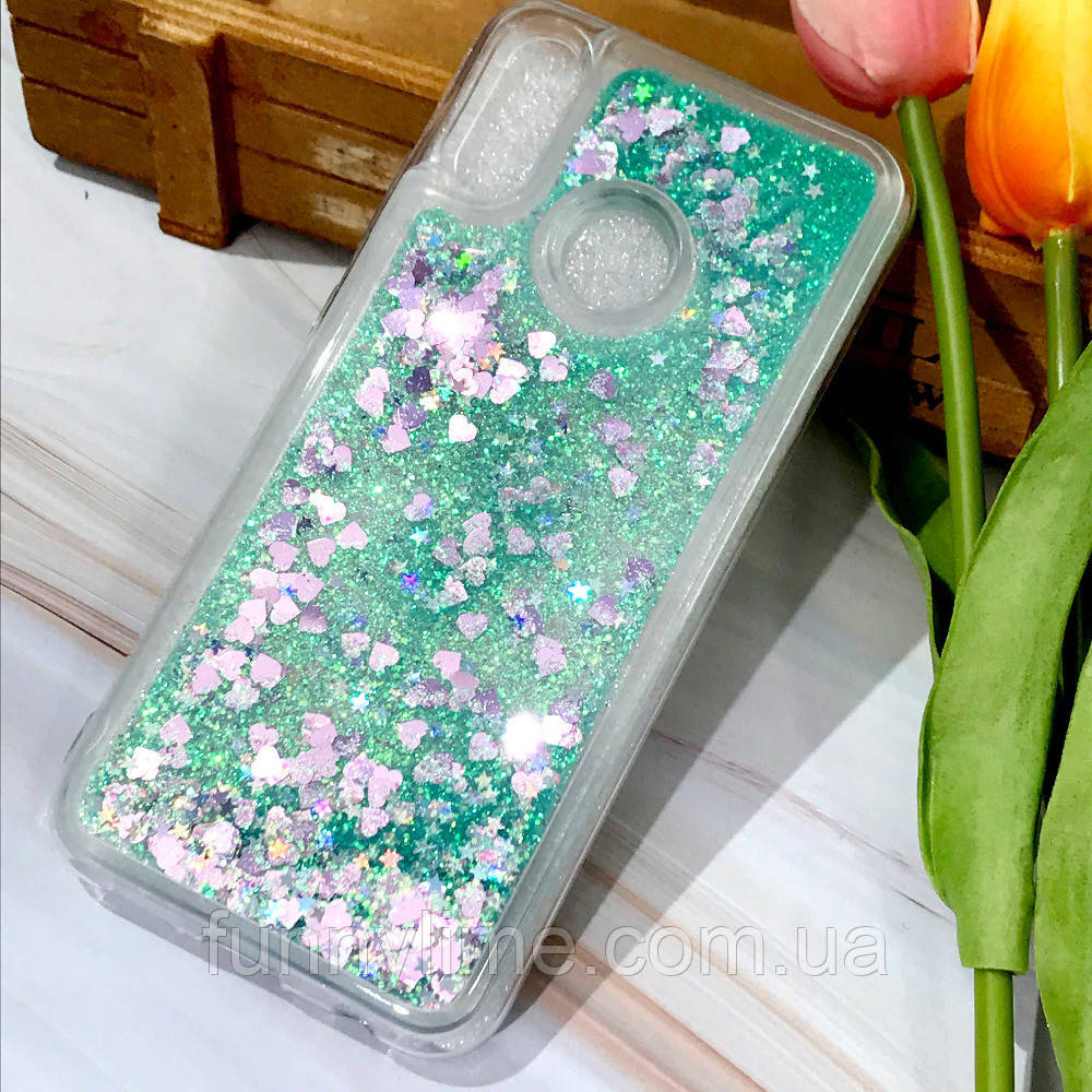 

Чехол Glitter для Xiaomi Redmi Note 7 / Redmi Note 7 Pro Бампер Жидкий блеск Бирюзовый