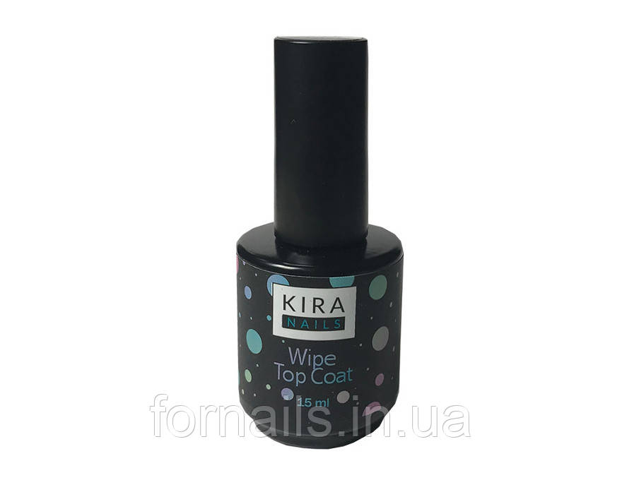 

Kira Nails Wipe Top Coat - закрепитель для гель-лака с липким слоем, 15 мл