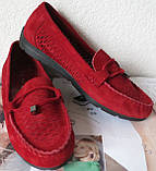 Nona! Супер! М'які жіночі мокасини червоні замшеві туфлі весна літо Нона перфорація, фото 8