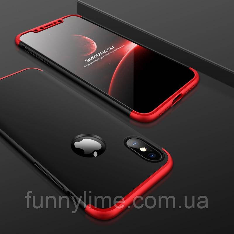 

Чехол GKK 360 для Iphone XS бампер оригинальный с вырезом Black-Red