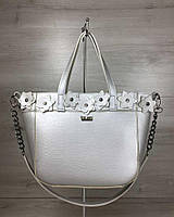 Женская сумка Дарина серебряного цвета (никель)