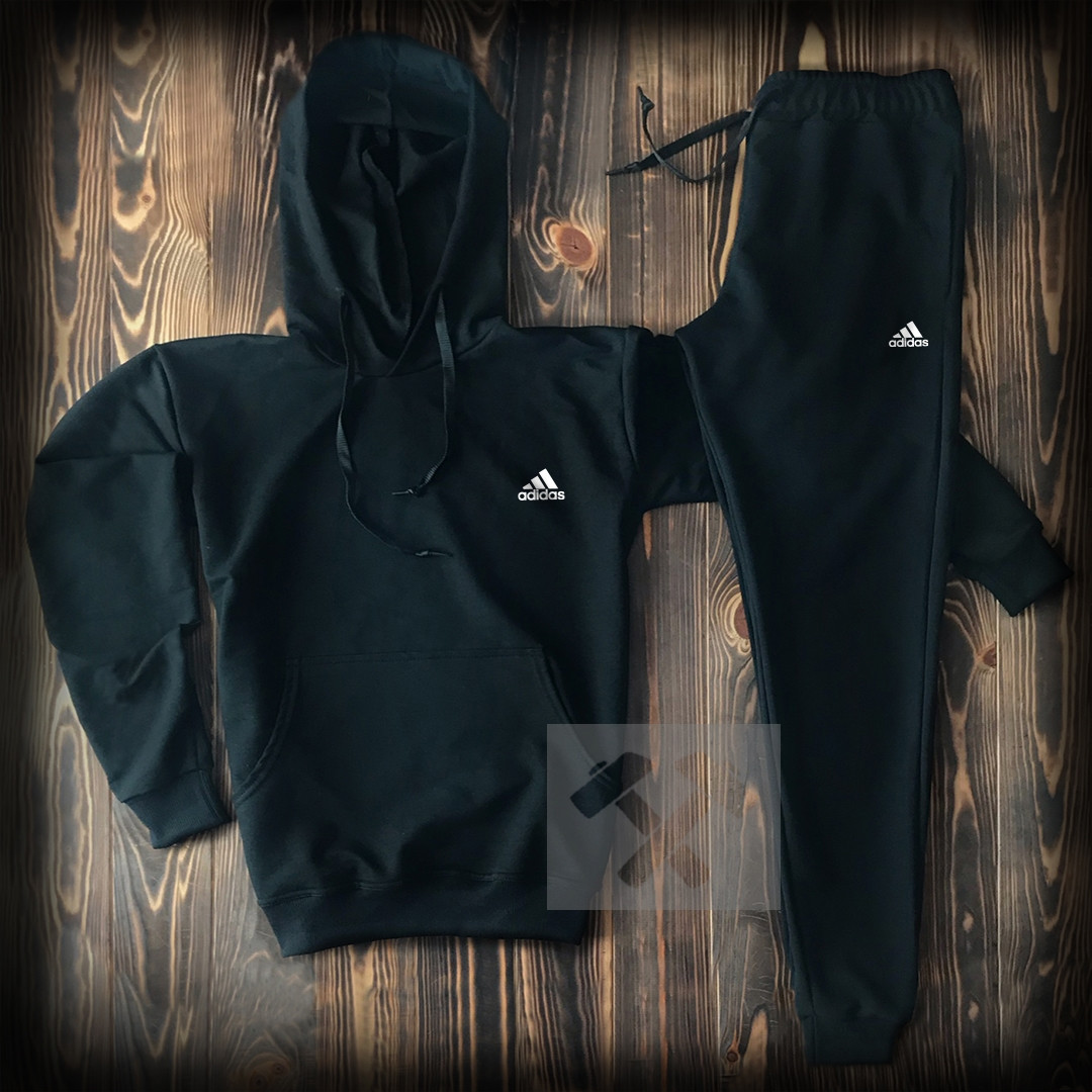 Темный мужской спортивный костюм с капюшоном Адидас (Adidas) черного цвета  весна\лето\осень купить в Киеве | Im-PoLLi - 671561774