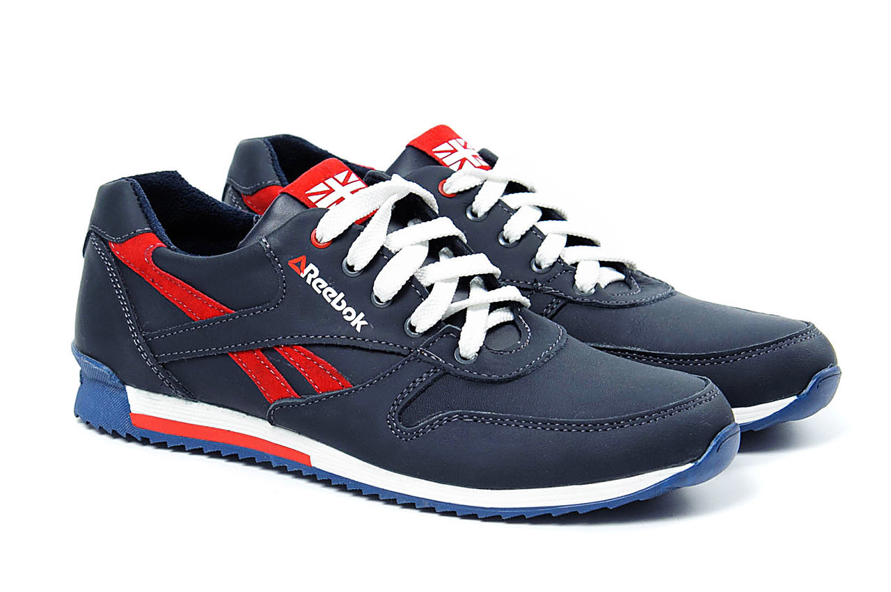 

Мужские кожаные кроссовки Anser Reebok New Line dark blue red, Синий