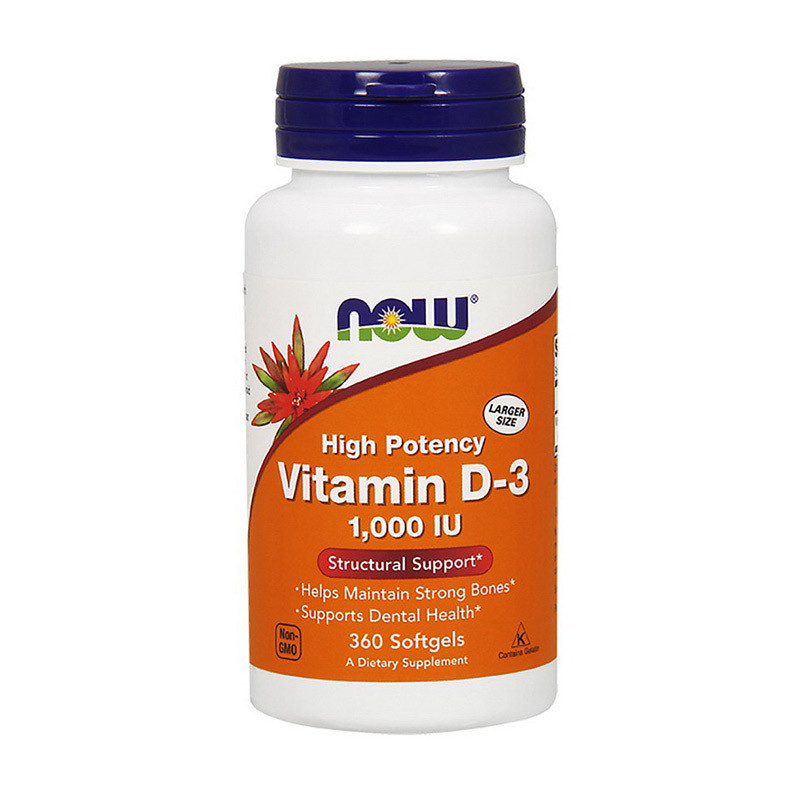 

Витамин D3 (холекальциферол) NOW Vitamin D-3 1000 IU 360 softgels