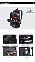 Чоловічий вологозахищений рюкзак для ноутбука до 15,6 дюймів Arctic Hunter 20005, з USB портом, 23л, фото 8