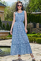 ✔️ Длинное женское летнее платье сарафан с рюшами 44-50 размера голубое, фото 1
