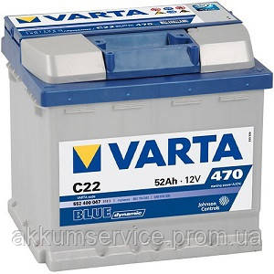 

Аккумулятор автомобильный VARTA BLUE DYNAMIC 52AH R+ 470A (C22)