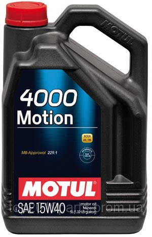 

Масло моторное минеральное д/авто MOTUL 386406/4000 MOTION SAE 15W40 (5L)/100295