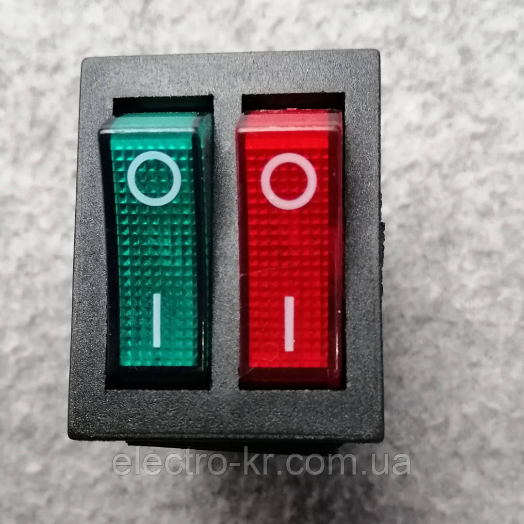 Кнопка переключатель двойной с подсветкой 6pin 15A 220V: продажа, цена .