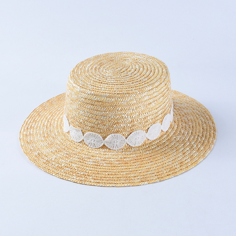 Солом'яний річна капелюшок канотьє з білою стрічкою, фото 1