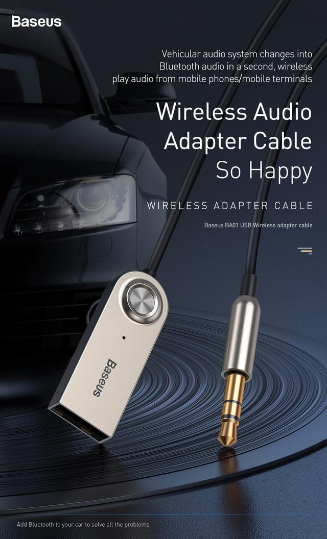 Аудио Bluetooth приемнк Baseus BA01 Wireless Bluetooth Transmitter с USB и 3.5мм AUX разьемами Черный
