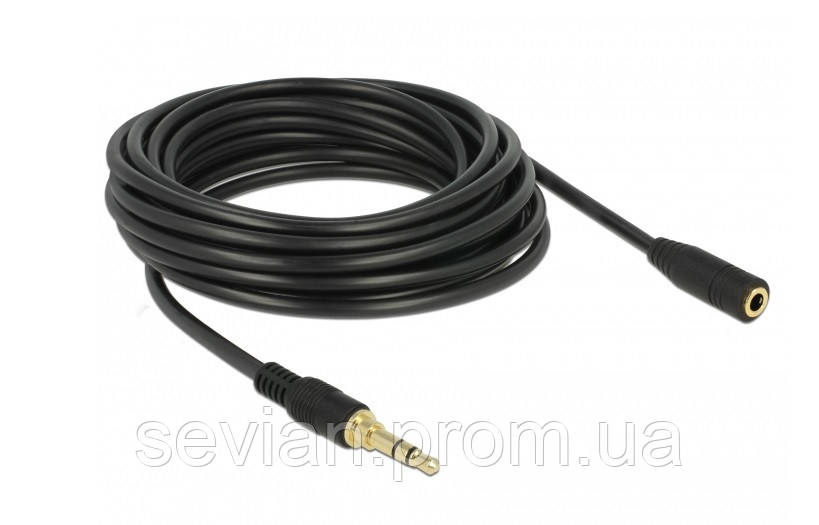 

Кабель аудіо-сигнальний Jack 3.5мм 3pin M/F 5 м Delock Shielded AWG24 Long Gold AUX Cu Черный(70.08.5590)