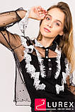 Прозора блуза з рюшами LUREX - чорний колір, L (є розміри), фото 4