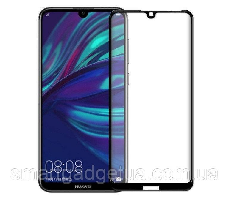 

Защитное стекло 3D 9H Huawei Y6 2019. Honor 8A Захисне скло, Чёрный;black