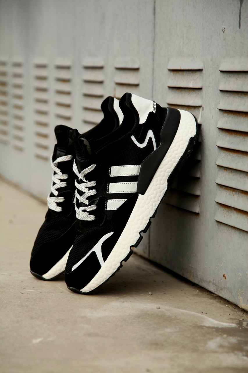 

Кроссовки в стиле Adidas Nite Jogger 2019 Black / White мужские 44, Белый