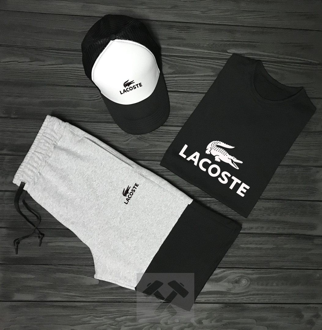 

Мужской летний костюм Lacoste (Лакост) комплект 3 в 1 M