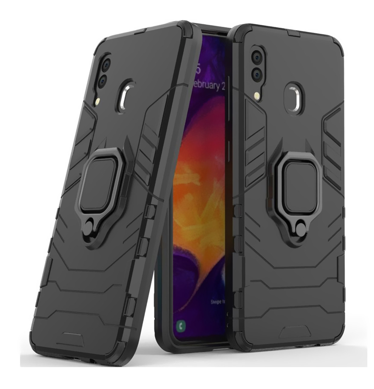 

Бронированный противоударный чехол Transformer Ring для Samsung Galaxy A30 (2019) SM-A305F Soul Black, Черный