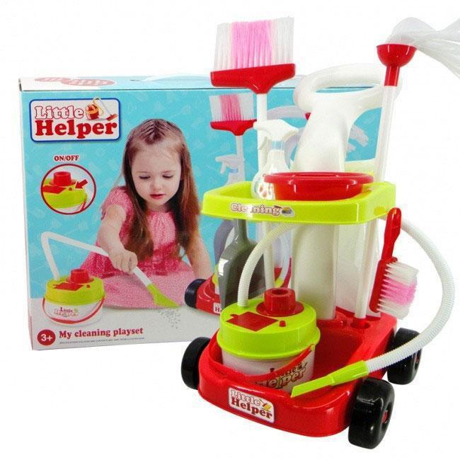Игровой набор для уборки Little helper тележка на колесах с пылесосом 