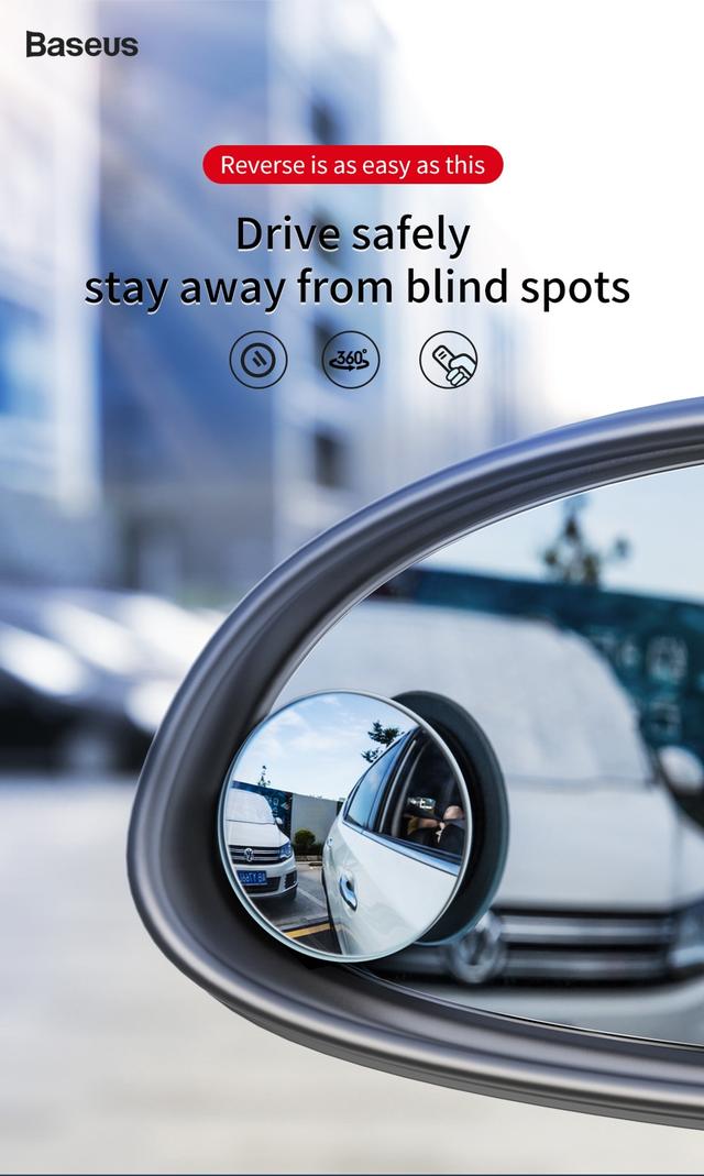 Автомобильное зеркало полного обзора слепых зон Baseus Full vision blind spot mirror ACMDJ-01 Черное