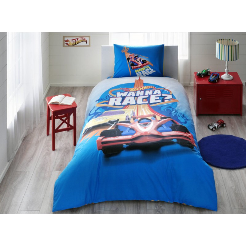 

Постельное белье Tac Disney - Hot Wheels Race подростковое, Синий