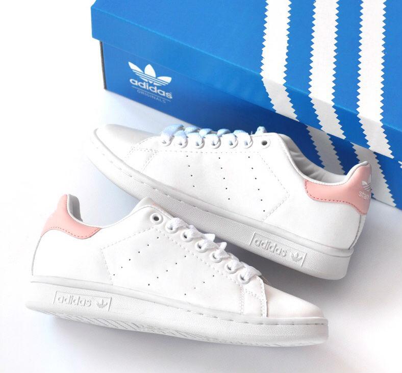 

Adidas Stan Smith White Pink | кроссовки женские; белые-розовые; кожаные, Розовый