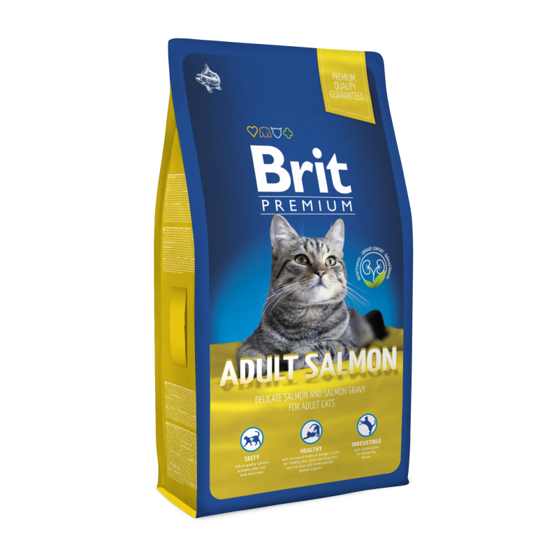 Brit Premium Cat Adult Salmon сухой корм с лососем для взрослых кошек, 1.5 кг