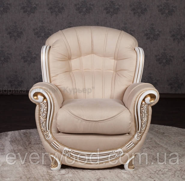 фото Мягкое кресло в классическом стиле Джове под заказ от производителя, каркас из натурального дерева