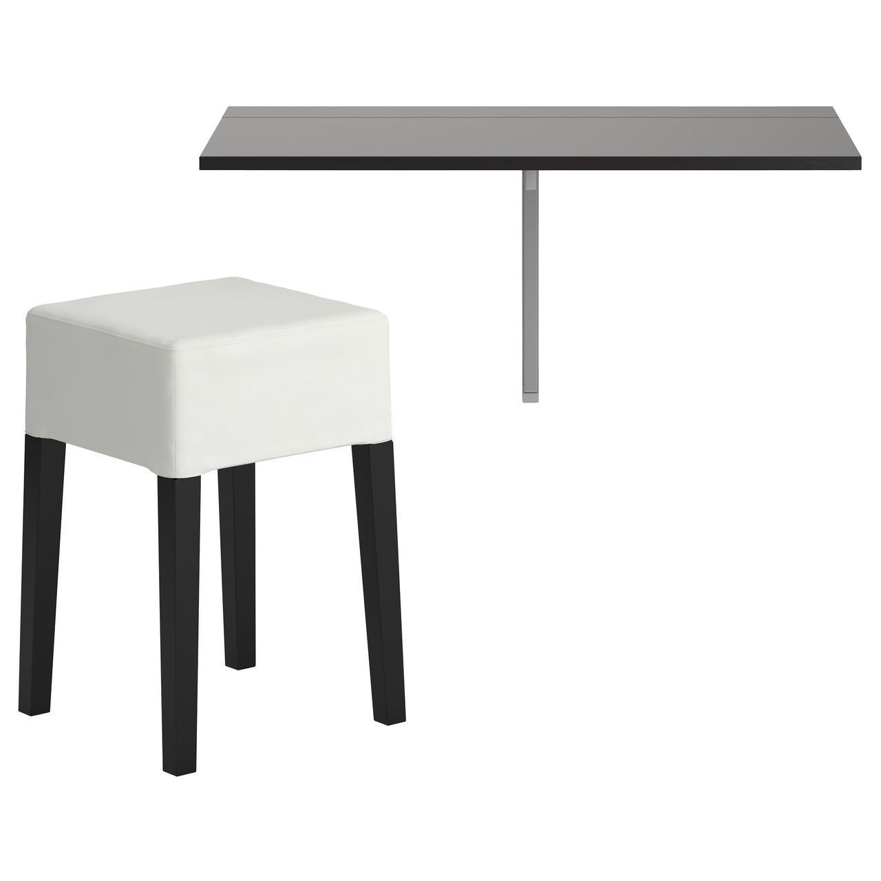 IKEA BJURSTA/NILS Стол и 1 стул, коричневый-черный, Блекинге белый ...