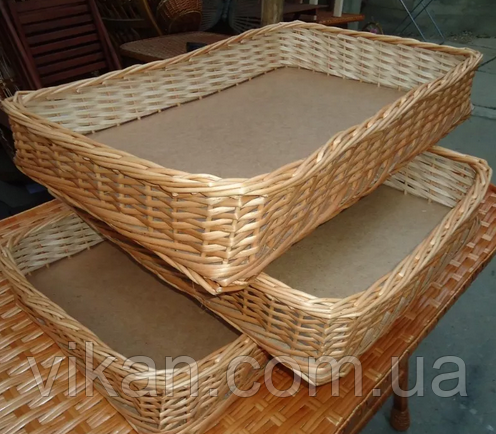 

Лотки плетеные корзины 30x50х8 торговые для магазина, Бежевый